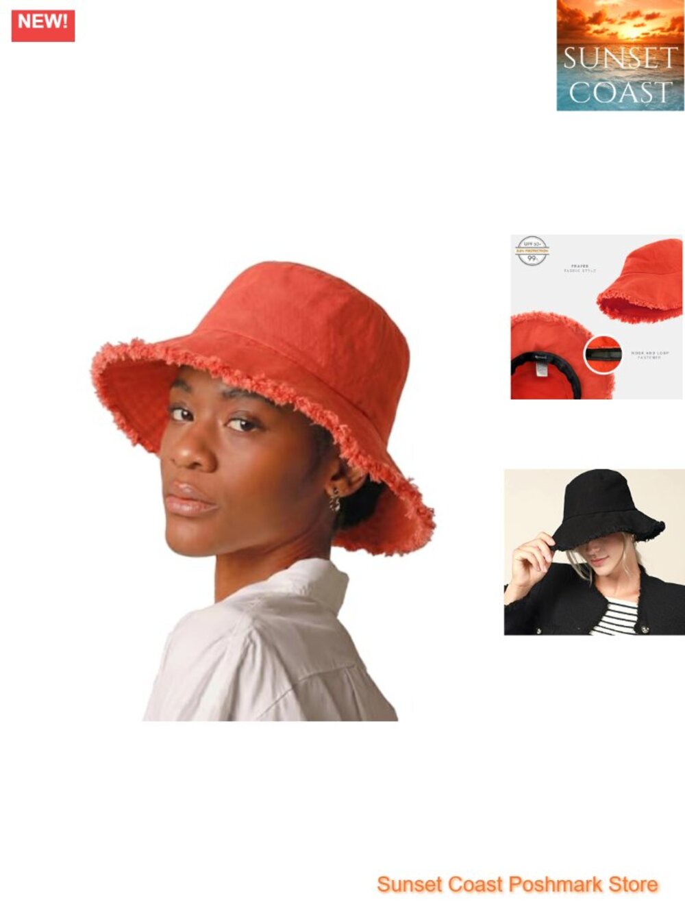Frayed Bucket Hat Washed Cotton Floppy Wide Brim Boonie Cap
